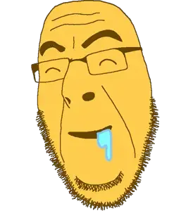 cobson, soymoji, closed eyes, drool, emoticon, glasses, grin, happy, open mouth, saliva