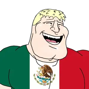 meximutt, mexiaryan, blonde hair, buff, closed eyes, clothes, flag, hair, laughing, mexico