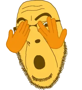 cobson, soymoji, emoticon, glasses, hands, hiding, no teeth, open mouth, soyjak, stubble