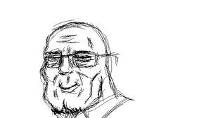 unknown, 1soyjak, bald, closed mouth, drawing, glasses, monochrome, oekaki, smile, stubble