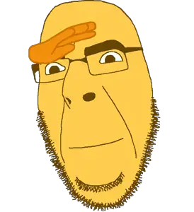 cobson, soymoji, closed mouth, emoticon, glasses, hands, salute, smile, soyjak, stubble