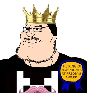 meximutt, mexiaryan, award, black eyes, black hair, buff, closed mouth, crown, glasses, hair