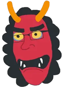 cobson, soymoji, angry, emoticon, fangs, frown, glasses, hair, horns, ogre