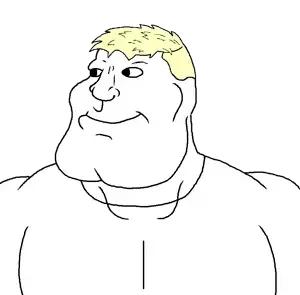 meximutt, mexiaryan, aryan, aryan soyjaks, 1soyjak, a10 eyes, blonde hair, buff, closed mouth, hair