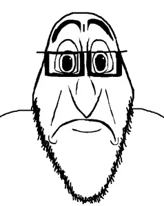 xooldude, xooldude front, 1soyjak, bald, closed mouth, dudeman, eyebrows, frown, glasses, lip