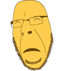 cobson, soymoji, emoticon, glasses, open mouth, soyjak, stubble, worried, yellow, yellow skin
