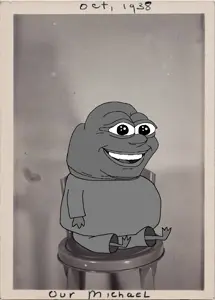 pepe, bald, black and white, clothes, fat, full body, irl background, michael, monochrome, no beard