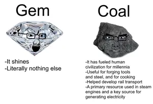 chudjak, soyak, chudjak front, muscular chud, mineraljaks, black eyes, blue eyes, coal, coal skin, comparison