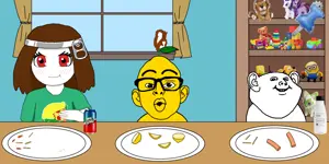 sproketan, impish soyak ears, nojak, squirreljak, animal, baby, black eyes, black hair, drink, ears