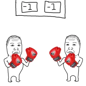 kimjak, 2soyjaks, asian, boxing, boxing glove, closed mouth, fight, full body, hair, hands