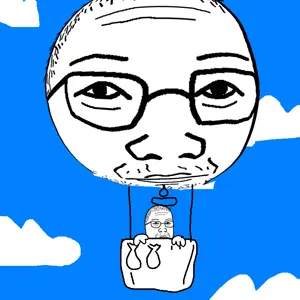 kimjak, 2soyjaks, asian, balloon, black hair, blue background, blue sky, cloud, clouds, eyebags