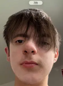 namefag hybrids, brown hair, closed mouth, ear, edit, front view, fusion, hair, hybrid, irl background