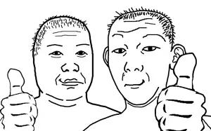 kimjak, trios & duos, asian, closed mouth, friendship, hair, hands, kim il sung, korea, lips