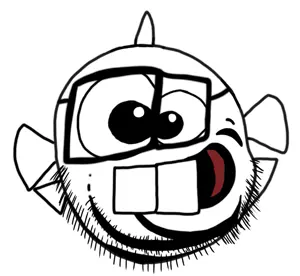 dopejak, useful soys, 1soyjak, animal, bald, black eyes, eat your veggies, fish, front view, full body