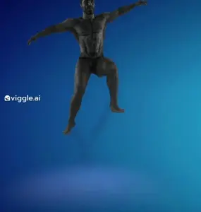 gigachad, 1nas, black eyes, blue background, buff, dance, ear, fortnite, full body, goofy