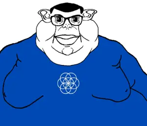 brandon, branigger, 1soyjak, black hair, closed mouth, fat, front view, glasses, globalism, hair