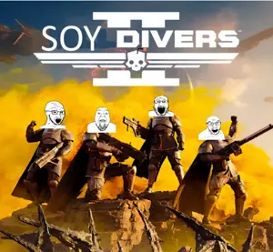 bernd, feraljak, markiplier soyjak, soyak, 4soyjaks, bald, front view, gaping mouth, glasses, helldivers 2
