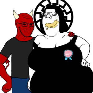 gapejak, soyak, female gapejak, soyak (smug), bbw girlfriend, femjak, 2soyjaks, almost full body, award, bald