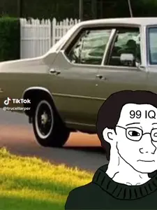 chudjak, soyak, 333, 3soyjaks, almost full body, apple, black eyes, black hair, car, closed mouth