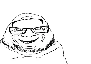 feraljak, feralgrin, neckbeard feraljak, wholesome feraljak, deformed feraljak subvariants, 1soyjak, bald, black eyes, fat, front view