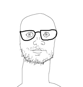 unknown, 1soyjak, bald, black eyes, closed mouth, front view, glasses, ias, looking at you, neutral
