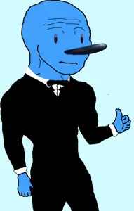 blue hershey, sonic the hedgehog, wojak, almost full body, black eyes, blue skin, neutral, no glasses, sega, sonic
