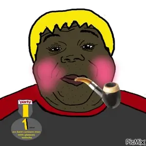 alicia, hunky twink sex machine, hunky twink sex machine, 1soyjak, black skin, closed mouth, looking at you, neutral, open eyes, picmix
