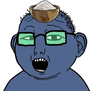 kuzjak, kevin, 1soyjak, balding, black hair, blue skin, bowl, ear, ears, glasses