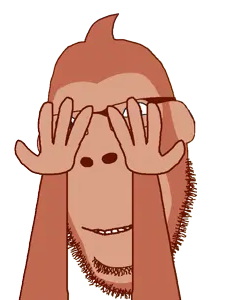 cobson, soymoji, animal, arm, brown skin, closed mouth, emoticon, grin, hands, monkey
