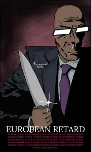 patrick bateman, markiplier soyjak, neutralplier, euromutt, 1soyjak, bald, black background, brown skin, closed mouth, clothes