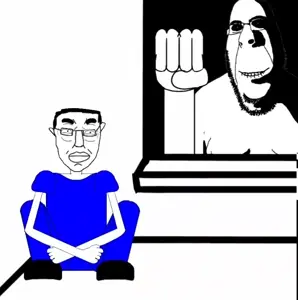 rapeson, chudjak, cobson, hornyson, pol face, rapeson, 2soyjaks, bald, biting lip, black hair