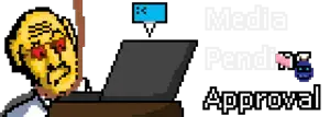 cobbert, jannyjak, 1soyjak, at computer, black eyes, bloodshot eyes, blue screen, blue screen of death, bluescreen, bsod