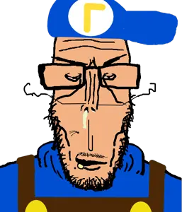 wawaluigi, markiplier soyjak, euromutt, neutralplier, euromutt, 1soyjak, blue shirt, boogers, clothes, front view