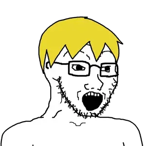 nate higgers, soyak, natejak, 1soyjak, blonde hair, bowl cut, glasses, hair, looking to the right, medium hair