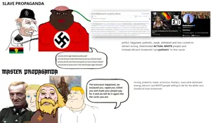 happy merchant, brandon, meximutt, branigger, mexiaryan, 3soyjaks, blonde hair, blue eyes, brown skin, hair