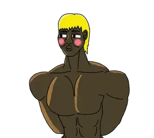 alicia, hunky twink sex machine, hunky twink sex machine, 1soyjak, black skin, blonde hair, blush, brown skin, buff, closed mouth