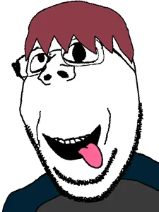 nape riggers, gapejak, natejak, zany, 1soyjak, glasses, open mouth, svgar, svgarism, svgarist