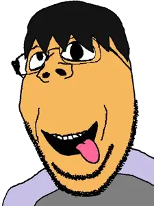gapejak, zany, /int/, /int/ (soyjak.party), black hair, gill kringos, glasses, hair, inty, open mouth