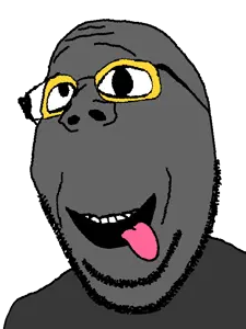 gapejak, zany, 1soyjak, admin, glasses, open mouth, pink tongue, soot, soot colors, sooty