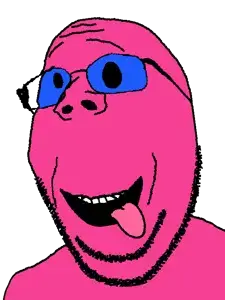 gapejak, zany, admin, doll, glasses, open mouth, pink skin, small eyes, teeth, tongue