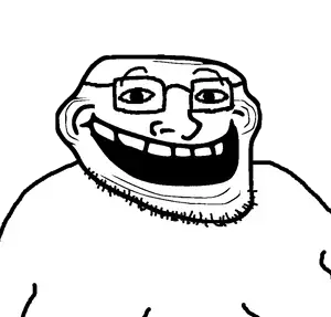 trollface, meximutt, mexitroll, 1soyjak, bald, beard, boytits, fat, front view, glasses