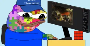 apu, pepe, zez, amphibian, animal, autism, autism hat, beady eyes, big lips, blue background