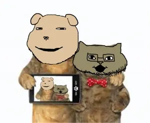 catjak, gapejak, massbarkjak, massjak, massmeowjak, wholesome soyjak, 4soyjaks, almost full body, animal, black eyes