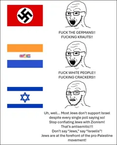 soyak, soyak (concerned), antisemitism, bald, black eyes, concerned, flag, glasses, hypocrisy, hypocrite