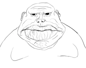 meximutt, meximutt front2, 1soyjak, angry, bald, big lips, closed mouth, ears, fat, front view