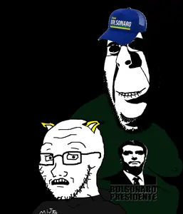 rapeson, cobson, soyak, hornyson, soyak (concerned), rapeson, 2soyjaks, animal ears, bald, black background