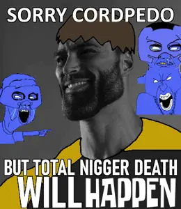 gigachad, lars, angry soyjak, chudjak, chudjak seething, 3soyjaks, beard, blue skin, brown hair, cord