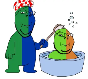 gapejak, wholesome soyjak, wholyjak, 2soyjaks, bald, blue skin, chubby, front view, full body, glasses