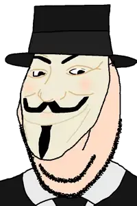 gapejak, wholesome soyjak, 1soyjak, anonymous, bald, black eyes, closed mouth, clothes, guy fawkes, guy fawkes mask