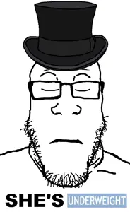 smughat, markiplier soyjak, neutralplier, its over, 1soyjak, bbw, closed eyes, clothes, fat, female